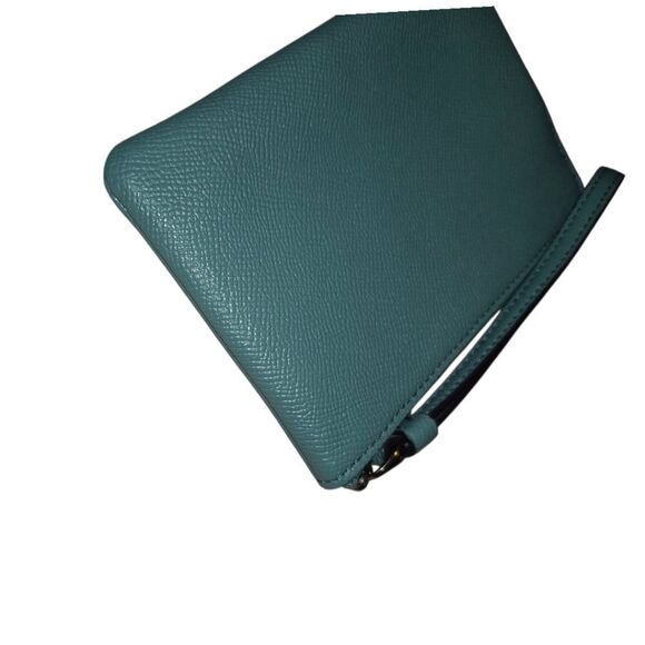 Coach Teal Leather Wristlet Wallet clutch - Picture 7 of 8